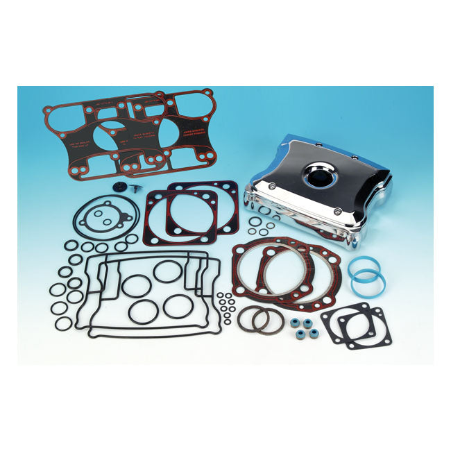 James, top end gasket kit. Evo B.T. 4" big bore — 92-99 Evo Big Twin with 4" big bore cylinders and S&S / Landmark billet rocker covers (NU)