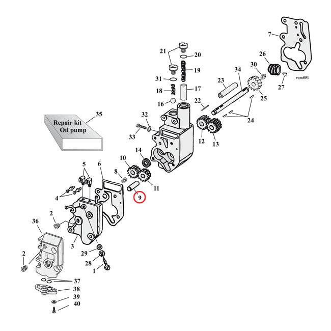 Oil pump, idler shaft