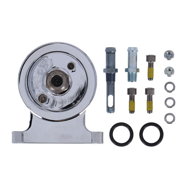 S&S, Twin Cam billet oil filter mount kit. Chrome