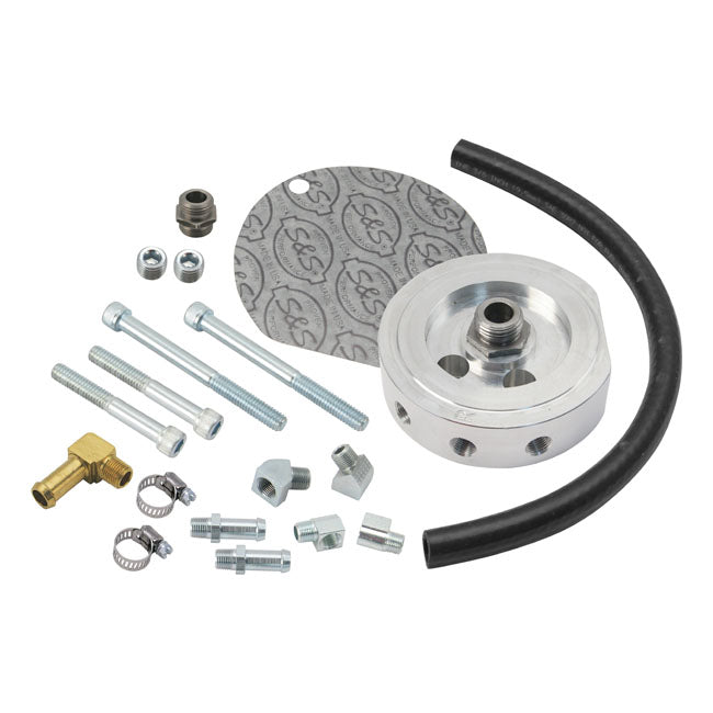 S&S, XL Sportster billet oil filter mount kit. 5/16" bolts