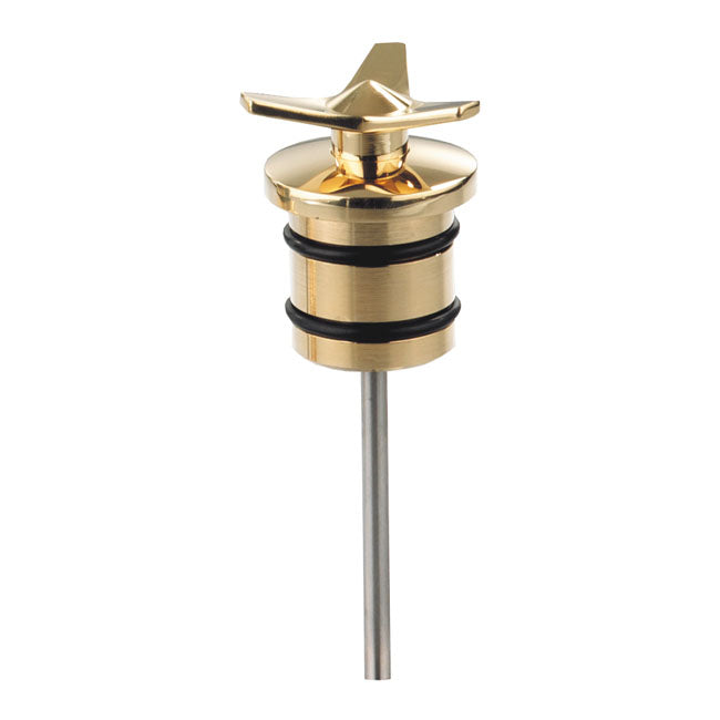 Kustom Tech, Spinner oil tank plug. Brass. Polished — 86-99 Softail (NU)