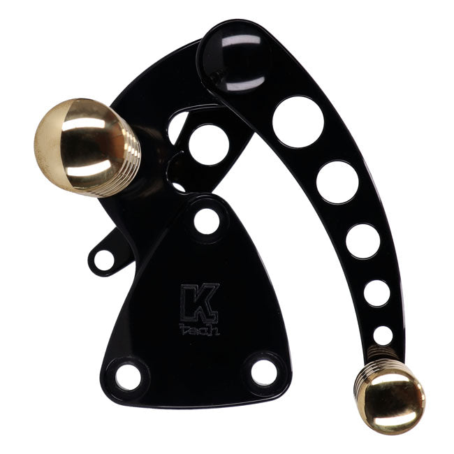 K-Tech, Vintage Style forward controls. Black & brass — 00-17 Softail with custom weld-on jiffy stand (NU)