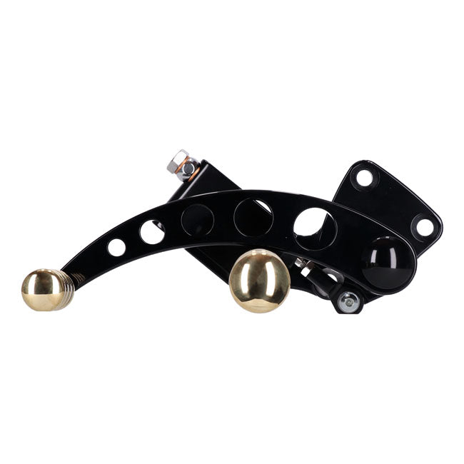 K-Tech, Vintage Style forward controls. Black & brass — 00-17 Softail with custom weld-on jiffy stand (NU)