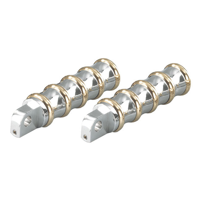 K-Tech, Vintage rider foot pegs. Polished & Brass