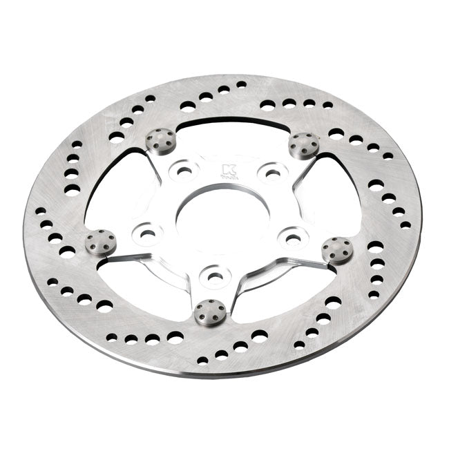 K-Tech front left brake rotor 8.5" stainless,polished center — UPTO 1999 MODELS