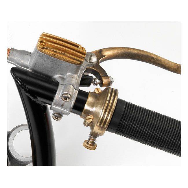 K-Tech DeLuxe external throttle housing. Raw brass — 1" / 25.4mm handlebars