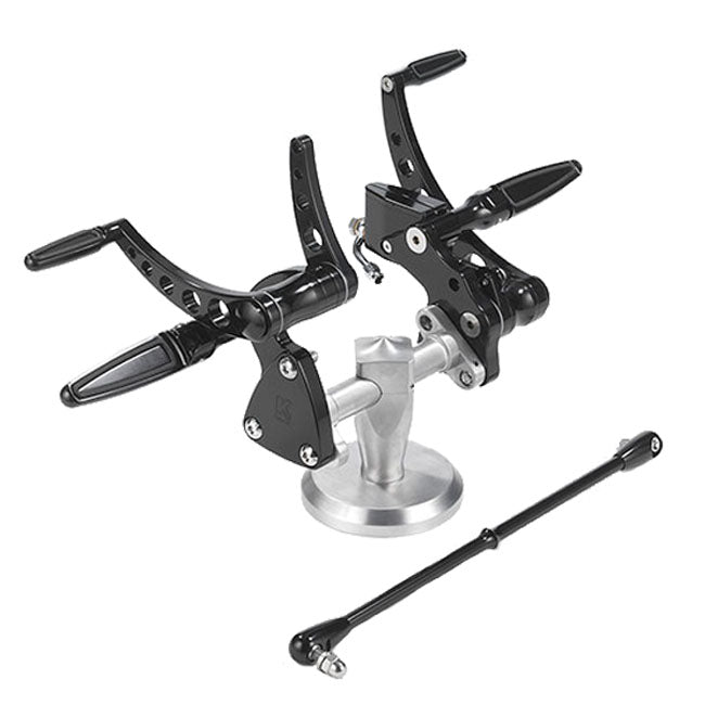 K-Tech, Classic Style forward controls. Black — 00-17 Softail with custom weld-on jiffy stand (NU)