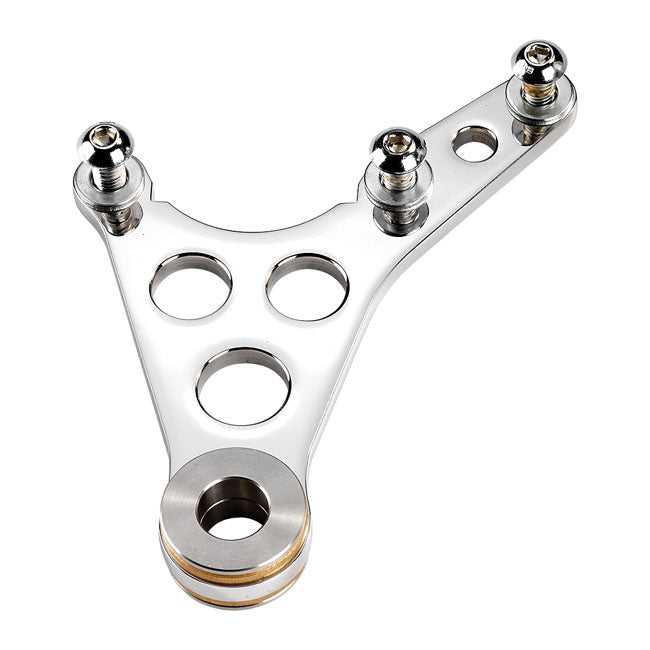 K-Tech Super Freni front caliper bracket. Polished — H-D Springer models (custom applications)