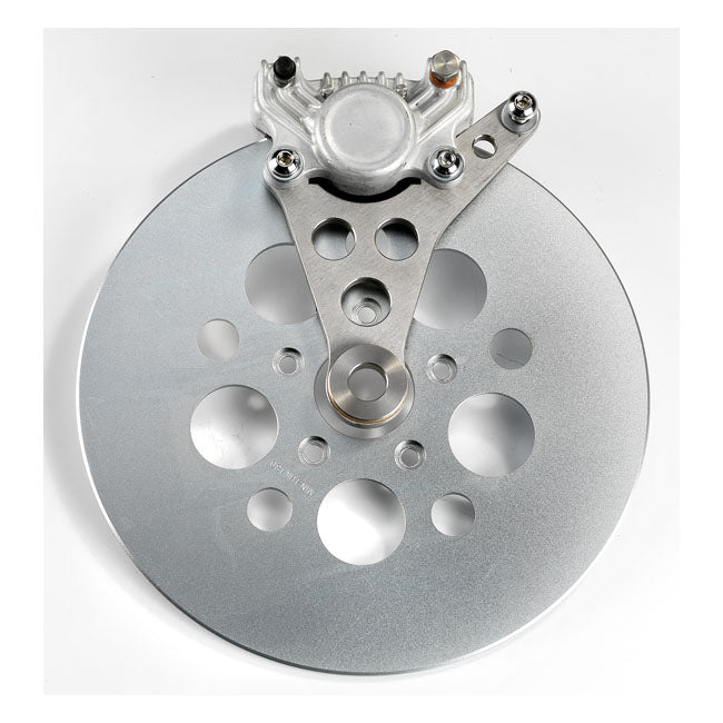 K-Tech Super Freni front caliper bracket. Raw — H-D Springer models (custom applications)