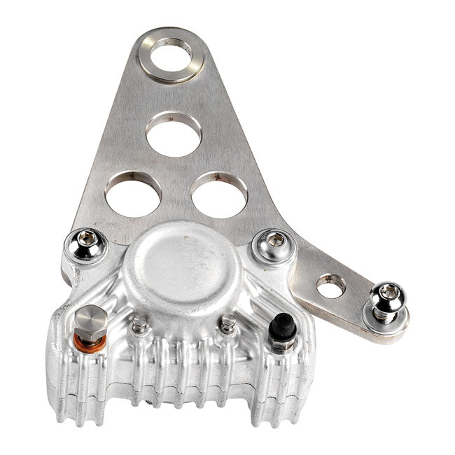 K-Tech Super Freni rear caliper bracket. Raw — Rigid frames; bottom mount
