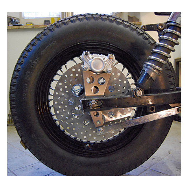 K-Tech Super Freni rear caliper bracket. Raw — Swingarm; top mount