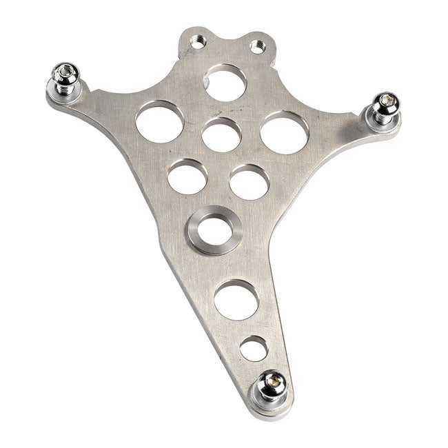 K-Tech Super Freni rear caliper bracket. Raw — Swingarm; top mount with dual calipers