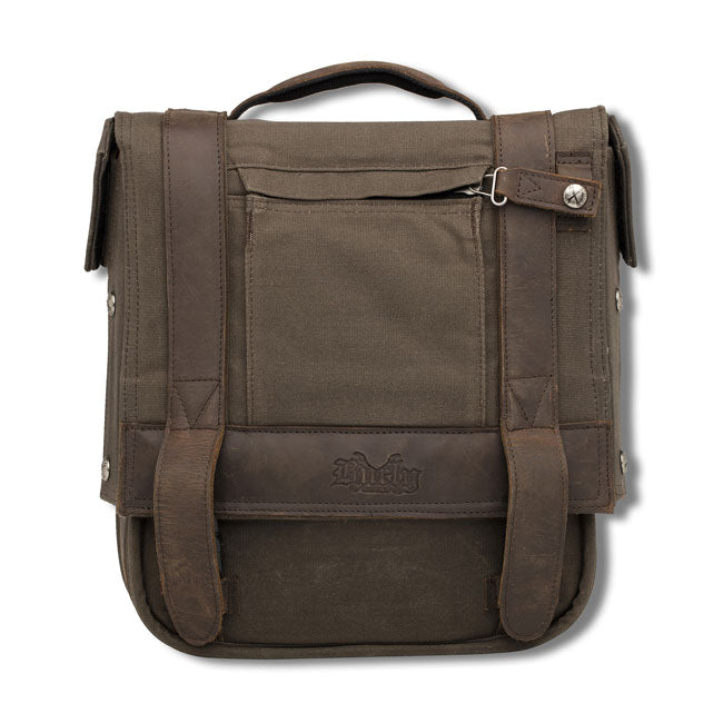 Burly, Voyager saddlebag. Dark Oak canvas