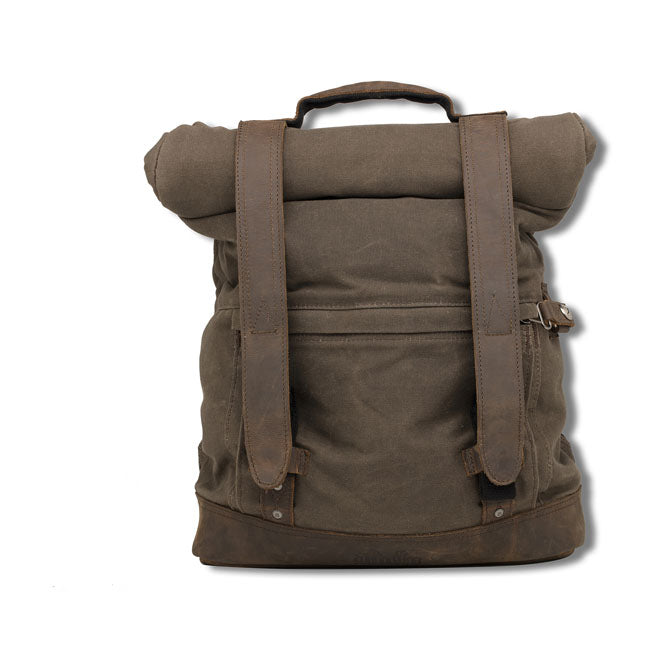 Burly Roll Top backpack bag dark oak