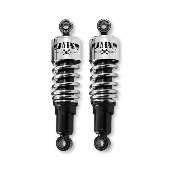 Burly, Slammer 10.5" lowering shocks. Chrome — 97-13 FLHR; 80-13 FLHT; 06-13 FLHX; 80-13 FLT/Touring (NU)