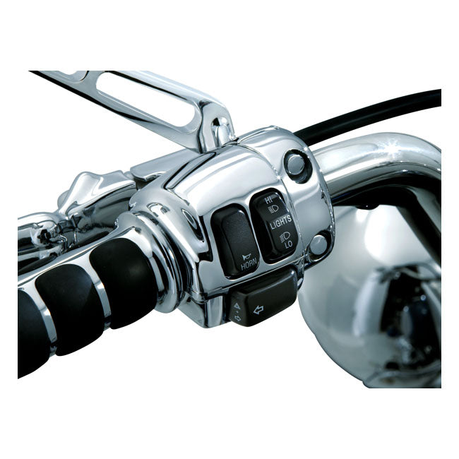 Kuryakyn, Switch housing set — 96-10 Softail (Excl. 2003 FXstdSE); 96-11 Dyna; 96-13 FLHR/I; 96-13 XL Sportster; 08-12 XR1200; 02-13 V-Rod (NU)