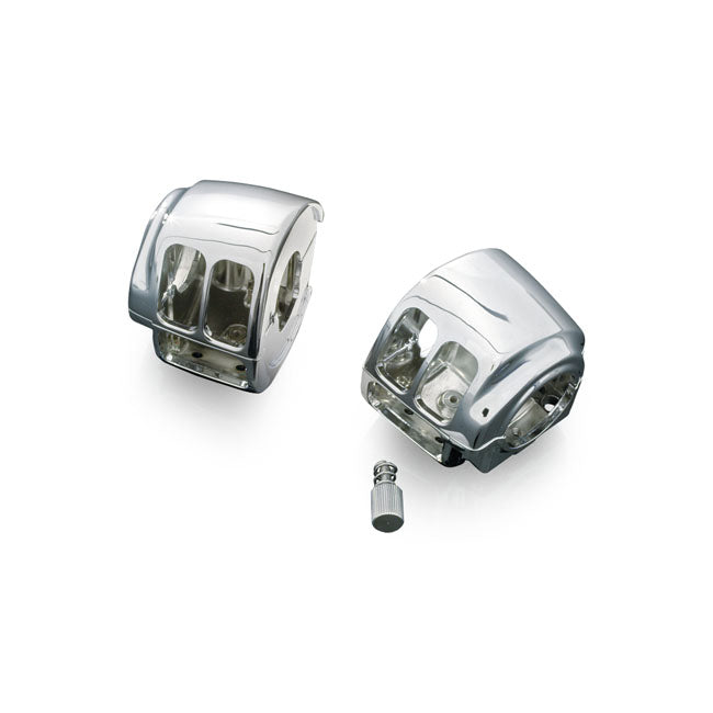 Kuryakyn, Switch housing set — 96-10 Softail (Excl. 2003 FXstdSE); 96-11 Dyna; 96-13 FLHR/I; 96-13 XL Sportster; 08-12 XR1200; 02-13 V-Rod (NU)