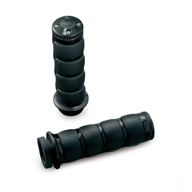 Kuryakyn, Black ISO grips — 08-25 H-D with e-throttle (excl. 2025 Softail; 11-17 Softail CVO models; 23-25 FLHXSE; 24-25 FLHX; 2025 FLHXU; 24-25 FLTRX; 18-25 FLTRXSE; 24-25 FLTRXSTSE; 21-25 RA Pan America & RH Sportster/Nightster models)