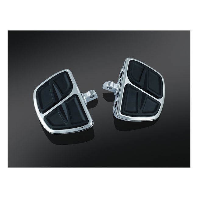 Kuryakyn, Kinetic mini floorboard set. Chrome — All traditional H-D male mount. (Excl. rider/passenger on: 18-24 Softails; 20-21 Livewire; 15-20 XG; 10-21 XL1200X/XS; 11-20 XL1200C; 12-16 XL1200V)