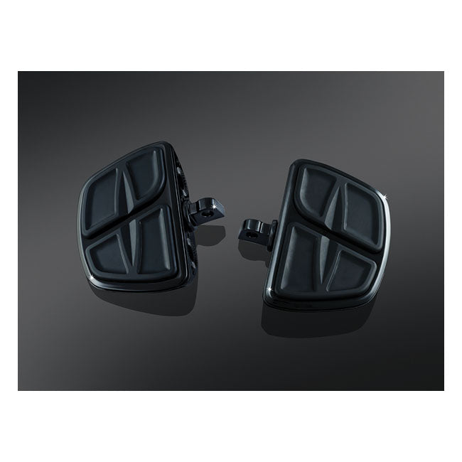 Kuryakyn, Kinetic mini floorboard set. Gloss black — All traditional H-D male mount. (Excl. rider/passenger on: 18-24 Softails; 20-21 Livewire; 15-20 XG; 10-21 XL1200X/XS; 11-20 XL1200C; 12-16 XL1200V)