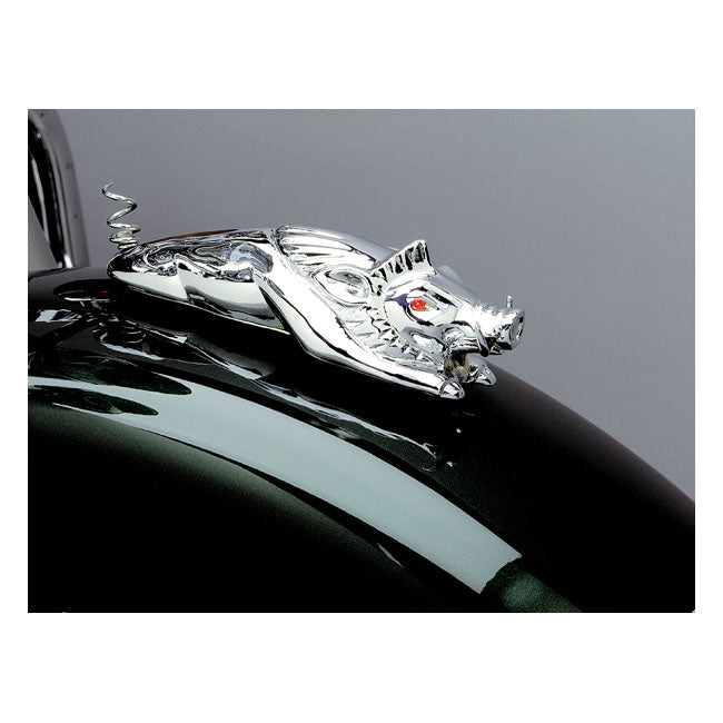 Kuryakyn, ''Wild boar'' front fender ornament. Chrome