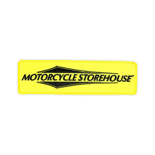 Motorcycle storehouse, logo patch. Yellow