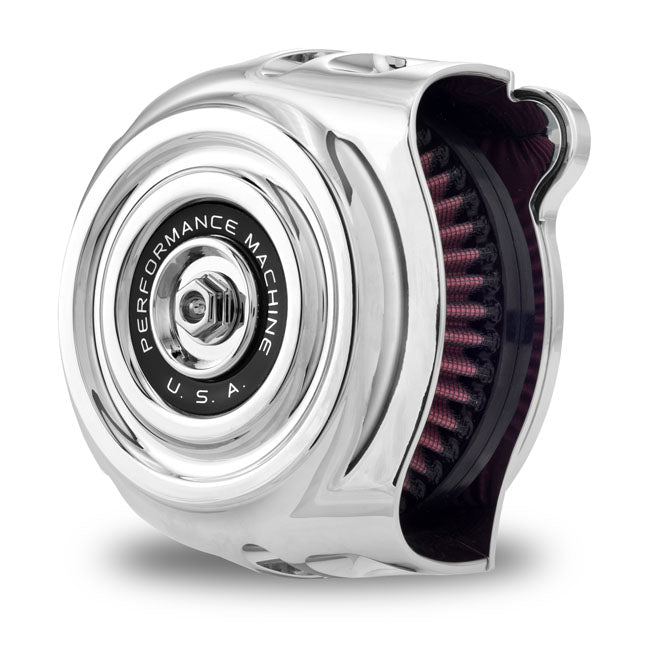 PM, ''vintage'' air cleaner kit. Chrome — 16-17 Softail; 16-17 FXDLS; 08-16 FLT/Touring; Trike (NU). (e-throttle)