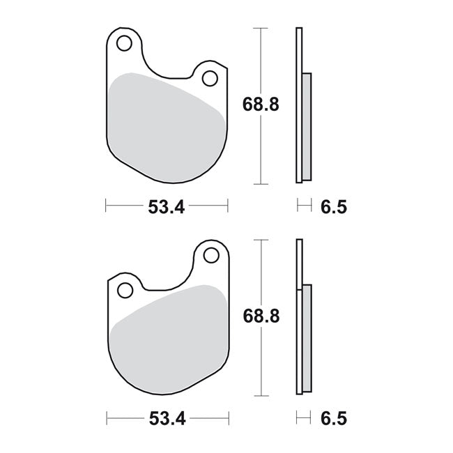 SBS, brake pads. Street Ceramic (organic) — Front: 77-83 FX; 80-83 FXWG; 78-83 XL Sportster (NU)