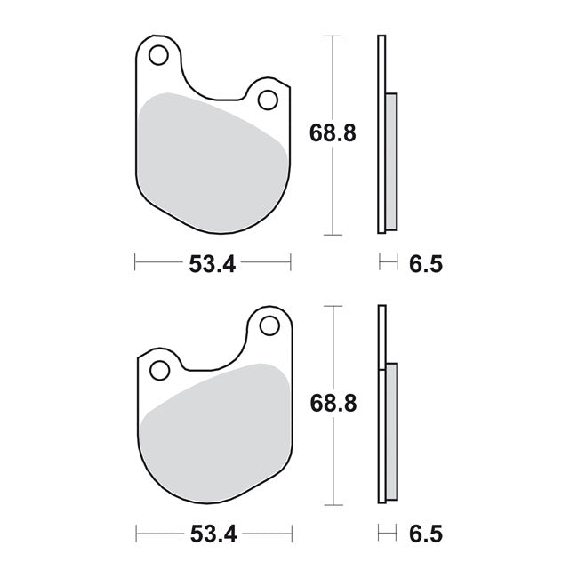 SBS, brake pads. Street Carbon Tech (organic) — Front: 77-83 FX; 80-83 FXWG; 78-83 XL Sportster (NU)