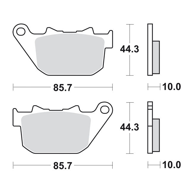 SBS, brake pads. Street Excel Sinter — Rear: 04-13 XL Sportster; 08-12 XR1200 (NU)