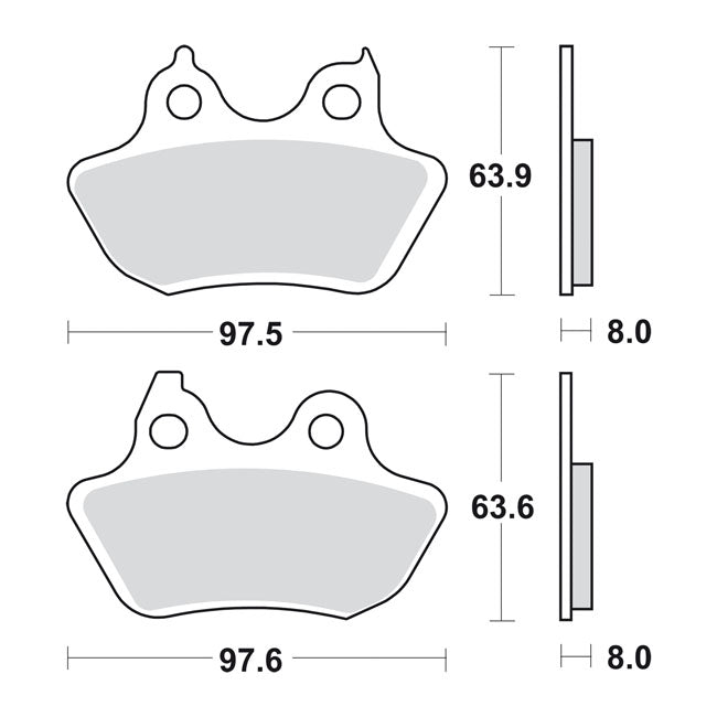 SBS brake pads, street ceramic — Rear: 06-07 FXSTB/C; FLSTF; 2006 FXSTS; FXSTI; 2007 FXST(NU)