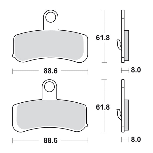 SBS, brake pads. Street Excel Sintered — Front: 08-14 Softail (Excl. Springers); 08-17 Dyna (NU)