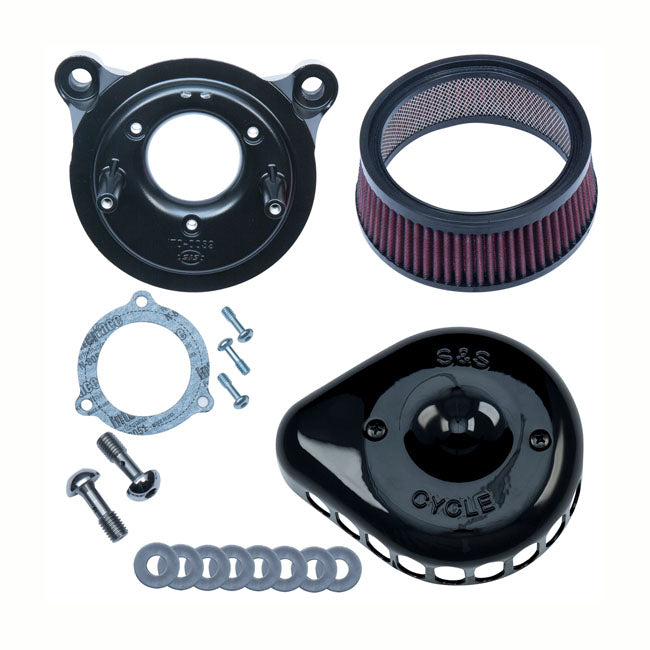 S&S Mini Teardrop Stealth air cleaner kit — 16-17 Softail; 2017 FXDLS; 08-16 FLT/Touring; Trike. (e-throttle) (NU)