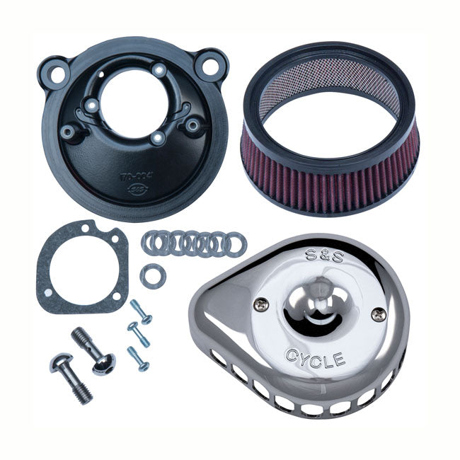S&S, Mini Teardrop Stealth air cleaner kit. Chrome — 07-22 XL Sportster