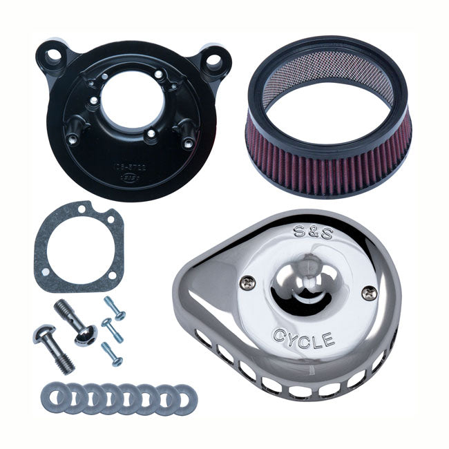 S&S Mini Teardrop Stealth air cleaner kit — 00-15 Softail; 99-17 Dyna (Excl. 2017 FXDLS); 99-07 FLT/Touring (NU)