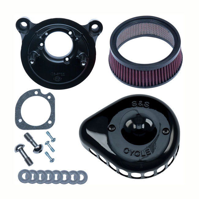 S&S Mini Teardrop Stealth air cleaner kit — 00-15 Softail; 99-17 Dyna (Excl. 2017 FXDLS); 99-07 FLT/Touring (NU)