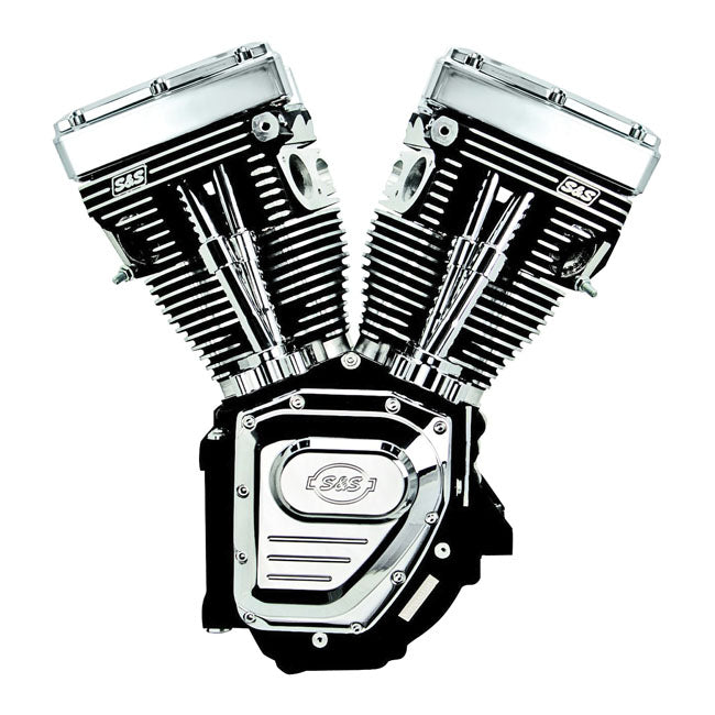 S&S, 4-1/8" bore 124" long block TC engine. Black/chrome — 99-05 Dyna; 99-06 FLT/Touring (NU)
