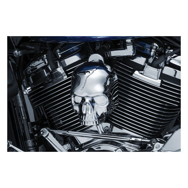 Kuryakyn, Skull horn cover. Chrome — 17-25 Big Twin with stock ''waterfall'' side mounted horn covers
