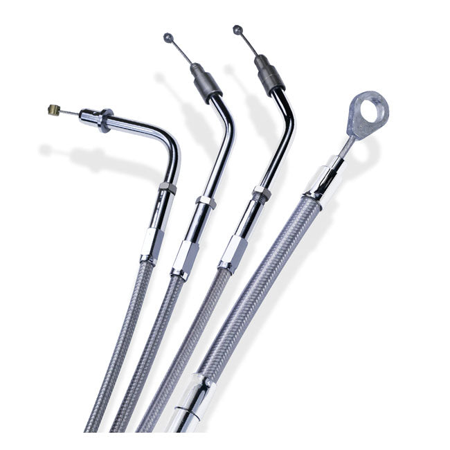 Barnett, throttle (pull) cable. Braided. +20" — 81-89 Big Twin; 81-87 XL Sportster (NU)