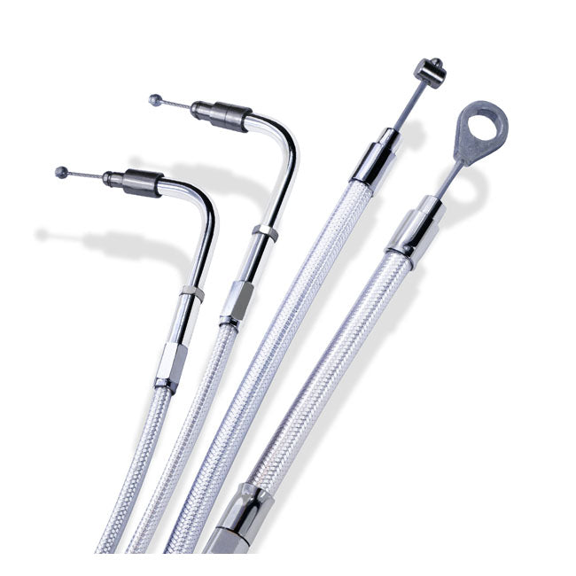Barnett, throttle (pull) cable. Platinum. -4" — 90-95 Big Twin; 88-95 XL Sportster (NU)