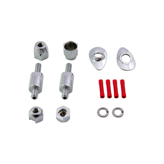 Sissy bar turn signal relocation kit for Softail. Chrome — 03-17 Softail (NU)