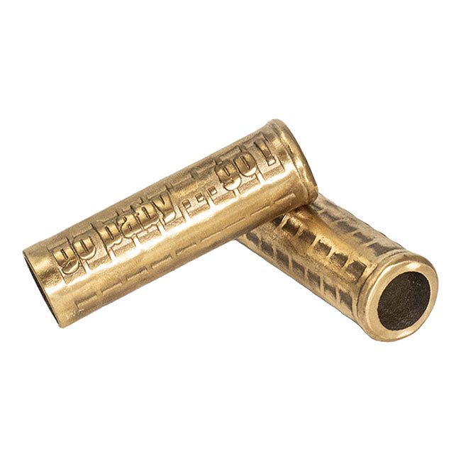 Wannabe Choppers Casted grips "go baby…go" brass 1"