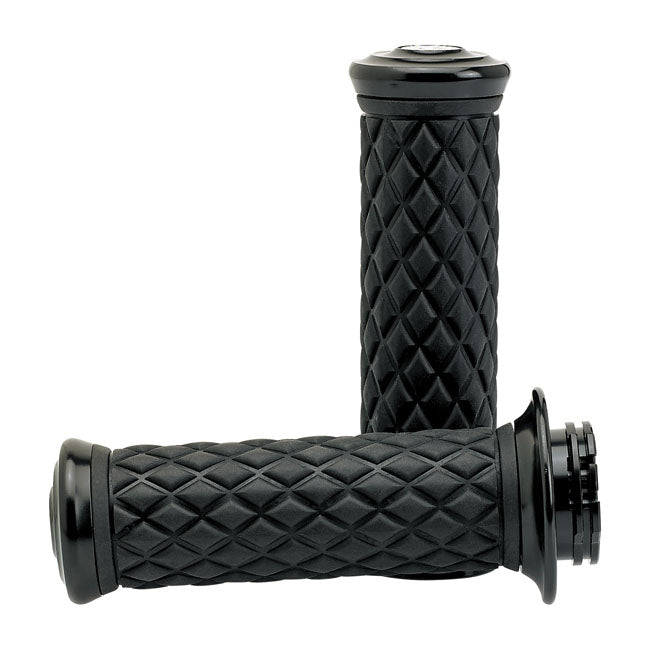 Biltwell, Alumicore grips. Black — 74-22 H-D with single or dual throttle cables (Excl. Street) (NU)
