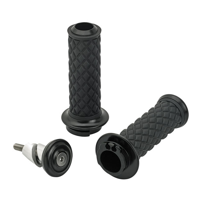 Biltwell, Alumicore grips. Black — 74-22 H-D with single or dual throttle cables (Excl. Street) (NU)