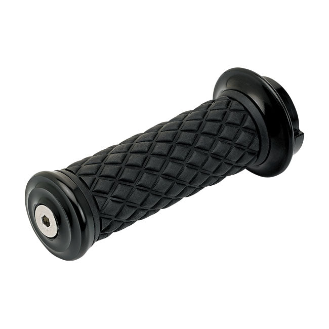 Biltwell, Alumicore grips. Black — 08-25 H-D with e-throttle (excl. 2025 Softail; 11-17 Softail CVO models; 23-25 FLHXSE; 24-25 FLHX; 2025 FLHXU; 24-25 FLTRX; 18-25 FLTRXSE; 24-25 FLTRXSTSE; 21-25 RA Pan America & RH Sportster/Nightster models)