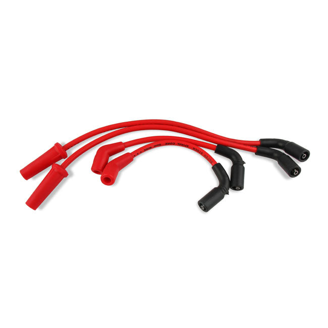 Accel, 8mm Ferro Spiral core spark plug wire set. Red — 18-26 Softail