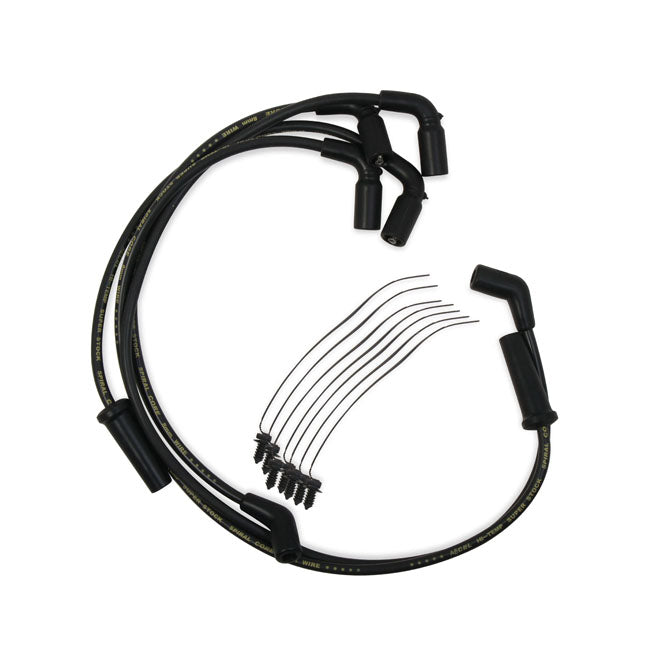 Accel, 8mm Ferro Spiral core spark plug wire set. Black — 17-25 Touring (excl. 23-25 FLTRXSE; 24-25 FLTRXSTSE; 23-25 FLHXSE; 24-25 FLTRX; 24-25 FLHX; 2025 FLHXU); 17-25 Trikes