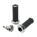 Biltwell, Alumicore grips. Chrome — 08-25 H-D with e-throttle (excl. 2025 Softail; 11-17 Softail CVO models; 23-25 FLHXSE; 24-25 FLHX; 2025 FLHXU; 24-25 FLTRX; 18-25 FLTRXSE; 24-25 FLTRXSTSE; 21-25 RA Pan America & RH Sportster/Nightster models)