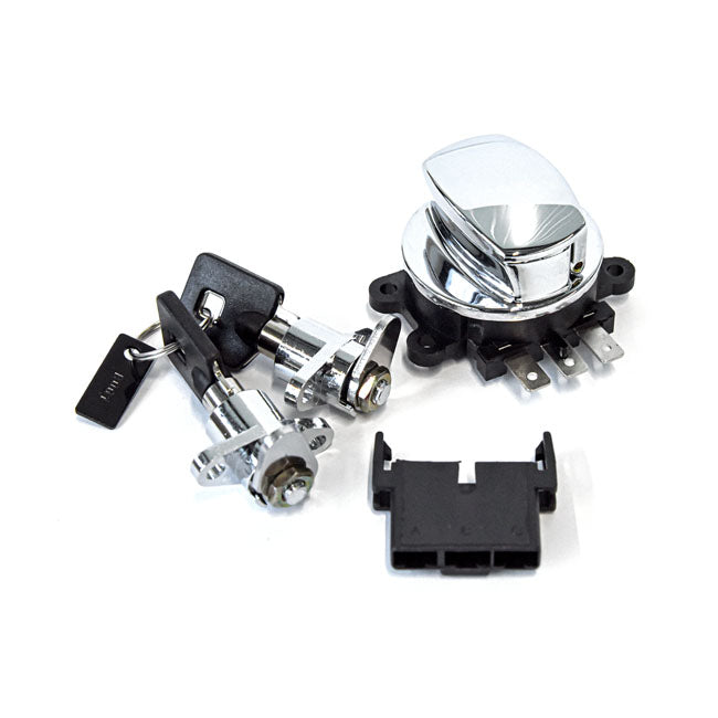 FLHR ignition switch & saddlebag lock kit. Chrome — 98-13 FLHR Road King with hard saddlebags (NU)
