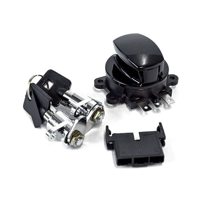 FLHR ignition switch & saddlebag lock kit. Black — 98-13 FLHR Road King with hard saddlebags (NU)